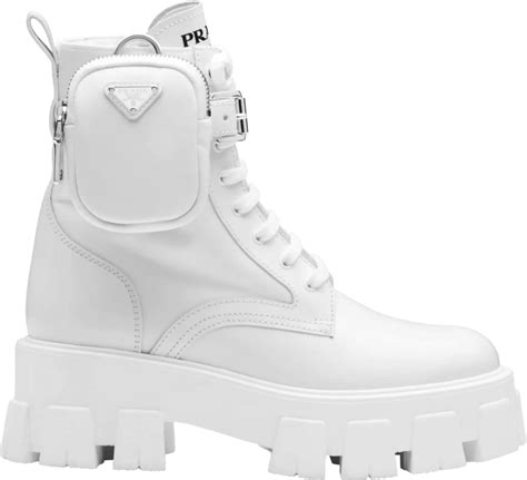 prada white biker boots|prada combat boots with pouch.